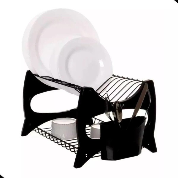 Escorredor Verona Preto 13 Pratos Metaltru