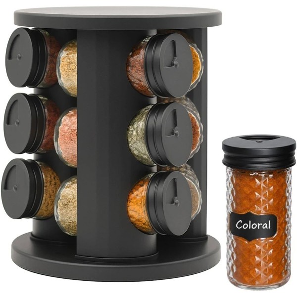 belovidro Porta Condimentos Temperos Giratório 9 Potes De Vidro